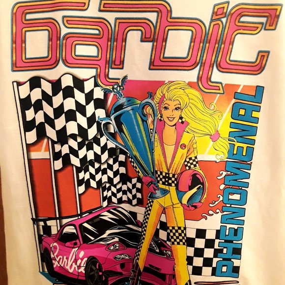 New Race Car Barbie Graphic T Shirt - Picture 2 of 5